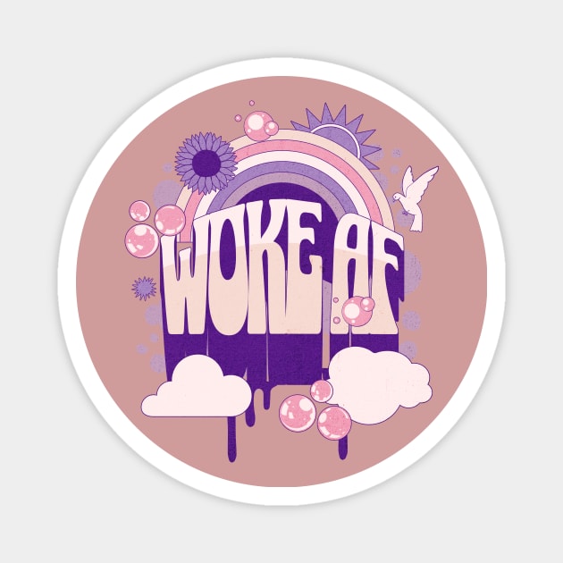 Retro Woke AF Magnet by TeeTrendz